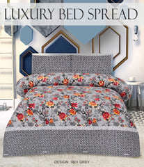 Quilted Bedspread Printed 3-Piece-Grey