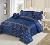 5 PCS VELVET TEXTURE VERSACE BEDSHEET SET-BLUE