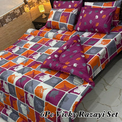 6 Pcs Vicky Razai Set | Double Bed King Size-VRSD-20020