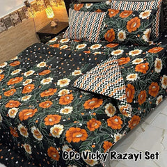 6 Pcs Vicky Razai Set Double Bed King Size-VRSD-2003