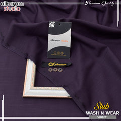 Al-Karam Men's Unstitched Slub Wash And Wear-VIOLET