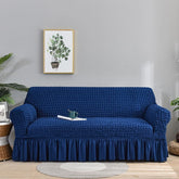 RUFFELED SUR SUCKER TURKISH SOFA COVER - Blue
