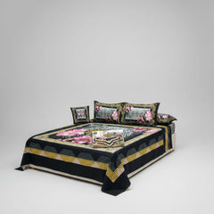 Cotton 4 Piece Double Bed Sheet Set | 3D Panel Bedsheet