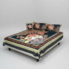 Cotton 4 Piece Double Bed Sheet Set | 3D Panel Bedsheet