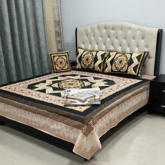 Cotton 4 Piece Double Bed Sheet Set | 3D Panel Bedsheet