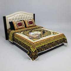 Cotton 4 Piece Double Bed Sheet Set | 3D Panel Bedsheet