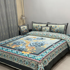Cotton 4 Piece Double Bed Sheet Set | 3D Panel Bedsheet