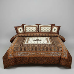 Cotton 4 Piece Double Bed Sheet Set | 3D Panel Bedsheet