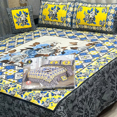 Cotton 4 Piece Double Bed Sheet Set | 3D Panel Bedsheet