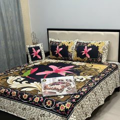 Cotton 4 Piece Double Bed Sheet Set | 3D Panel Bedsheet