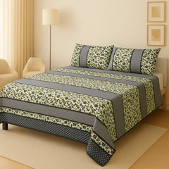 Crystal King Size Bed Sheet Set-3Pcs-Design-126