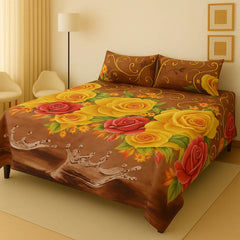 Crystal King Size Bed Sheet Set-3Pcs-Design-127