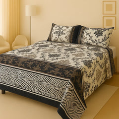 Crystal King Size Bed Sheet Set-3Pcs-Design-139