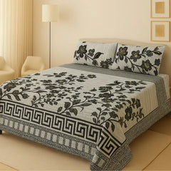 Crystal King Size Bed Sheet Set-3Pcs-Design-140