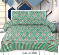 PREMIUM QUALITY DOUBLE BEDSHEET DESIGN GREEN-1721