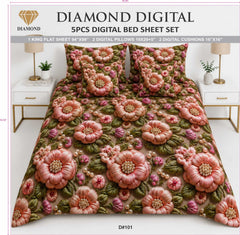 5 PCS DIGITAL BED SHEET SET