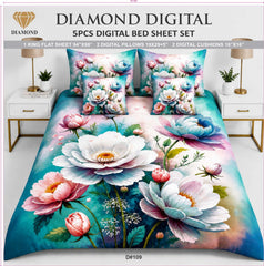 5 PCS DIGITAL BED SHEET SET