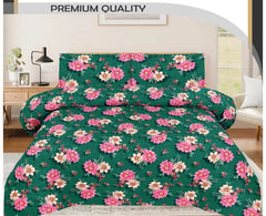 PREMIUM QUALITY DOUBLE BEDSHEET DESIGN GREEN-2098
