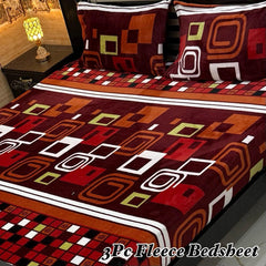 Fleece Bedsheet King Size-3Pcs-Design-Floral