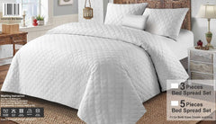 Luxury Bed Spread Set - 3 PCS-White-(PREMIUM)
