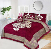 Four Border Jacquard Velvet Bed Sheet 5Pcs Design-523