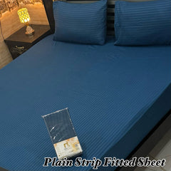 3Pc Fitted Sheet Micro Strip-Blue