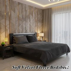 Soft Velvet Fleece Bedsheet-Dark Gray