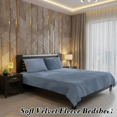 Soft Velvet Fleece Bedsheet-Light Gray