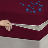 Waterproof mattress cover zipper style 6 sided-Mehroon-MPZ-621