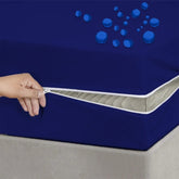 Waterproof mattress cover zipper style 6 sided-Navy Blue-MPZ-622