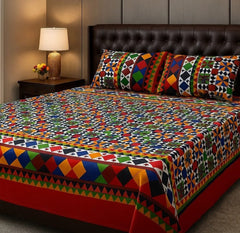 Crystal King Size Bed Sheet Set-3Pcs-Design-128