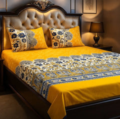 Crystal King Size Bed Sheet Set-3Pcs-Design-136