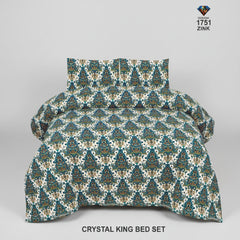 Crystal King Size Bed Sheet Set-3Pcs-Design-115