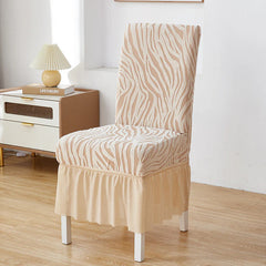 Zebra Chair Covers Frill / Fitted Style For Dinning/Office-Beige