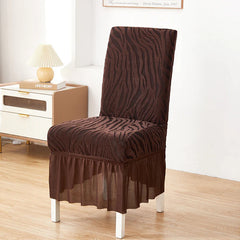 Zebra Chair Covers Frill / Fitted Style For Dinning/Office-Brown