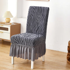 Zebra Chair Covers Frill / Fitted Style For Dinning/Office-Grey