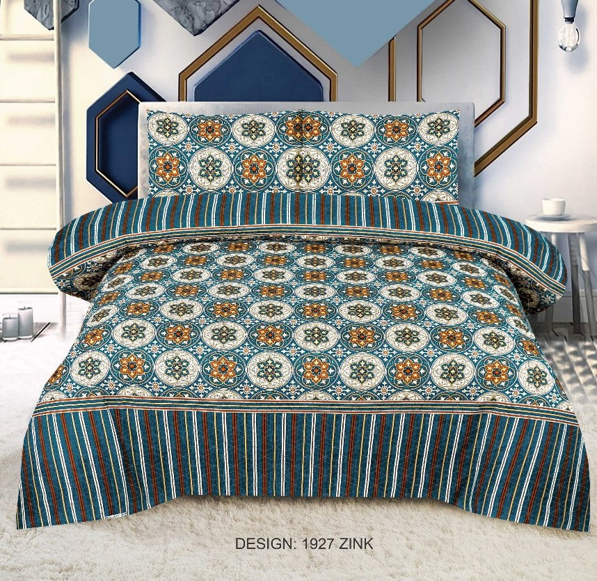 Quilted Bedspread Printed 3-Piece-Zink