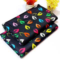 2 Piece Printed Cotton Design-Black-Multicolor