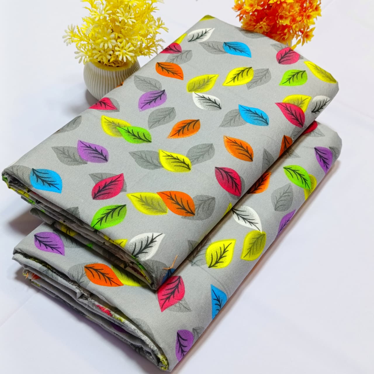 2 Piece Printed Cotton Design-Black-Multicolor