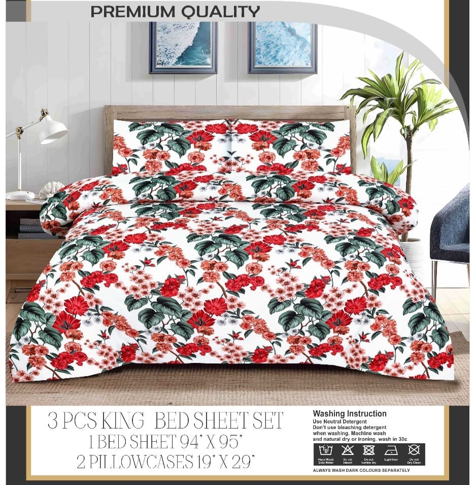 3 Pcs King Bed Sheet Set | Soft, Luxurious, and Stylish