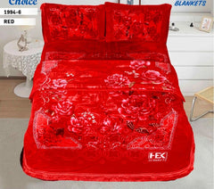 4pcs Embossed Bed Cover Set Double Bed-RED-1994