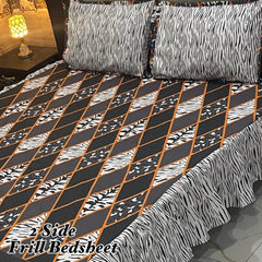 Cotton Frill 3pc Bedsheet Design-1020