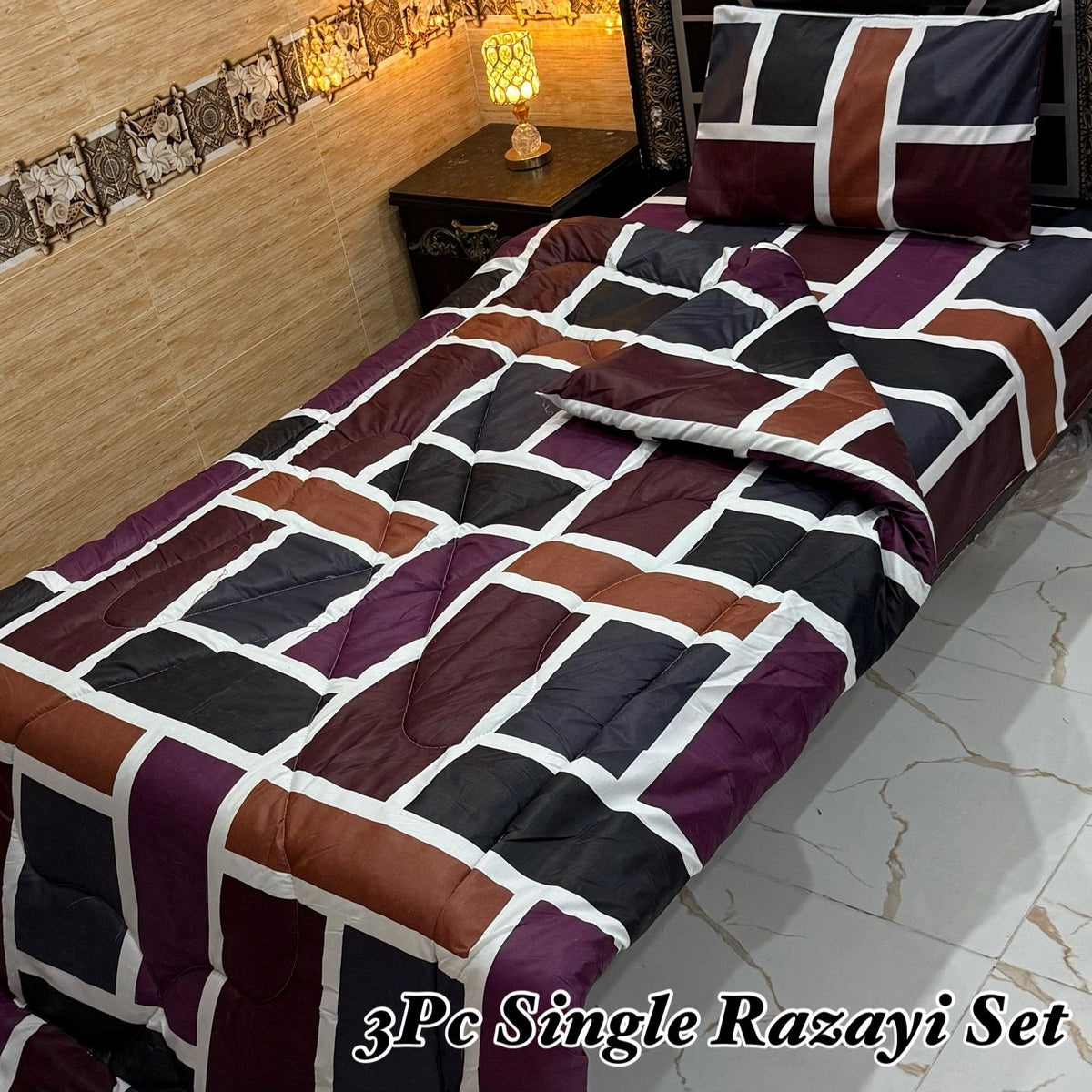 3PC Luxurious Heavy-Filled Winter Bedding Set |Single Bed-SRS-09