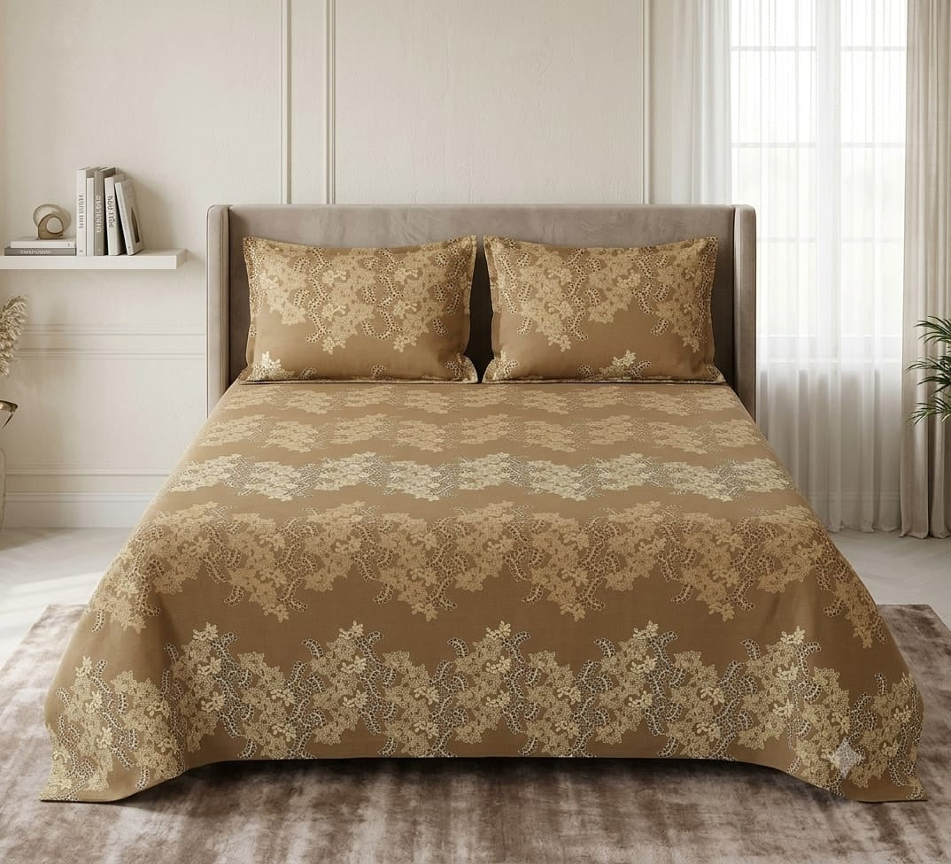 3 PCs Bed Sheet | Double Bed | King Size | Box Pack | Design-1711