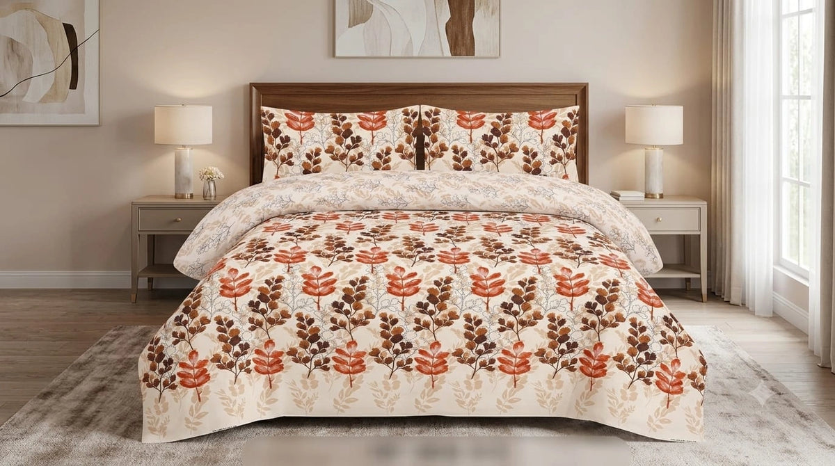 3 PCs Bed Sheet | Double Bed | King Size | Box Pack | Design-603