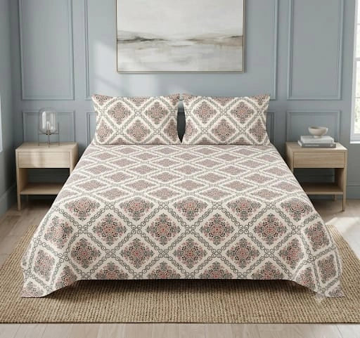 3 PCs Bed Sheet | Double Bed | King Size | Box Pack | Design-702