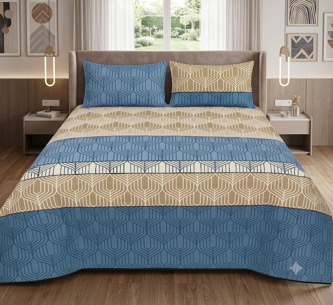 Pure Cotton Bed Sheet | Double Bed | King Size | Box Pack | Design-704