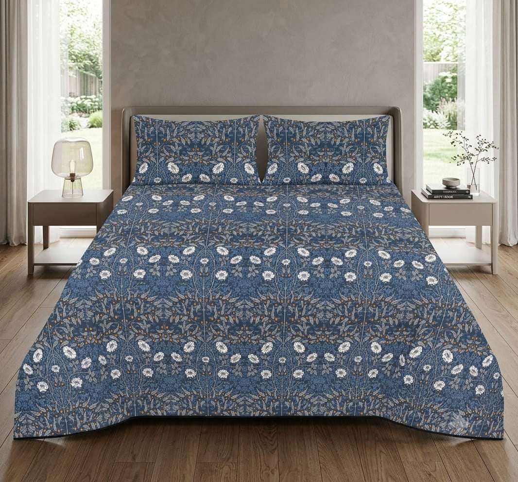 Pure Cotton Bed Sheet | Double Bed | King Size | Box Pack | Design-828