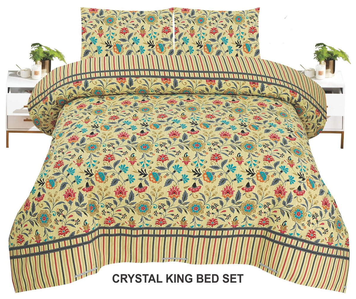 Crystal King Size Bed Sheet Set-3Pcs-Design-116