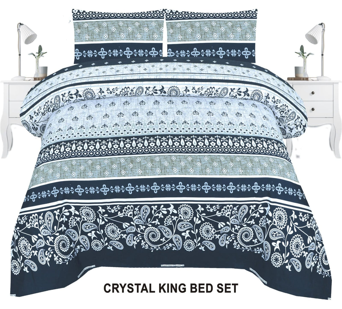 Crystal King Size Bed Sheet Set-3Pcs